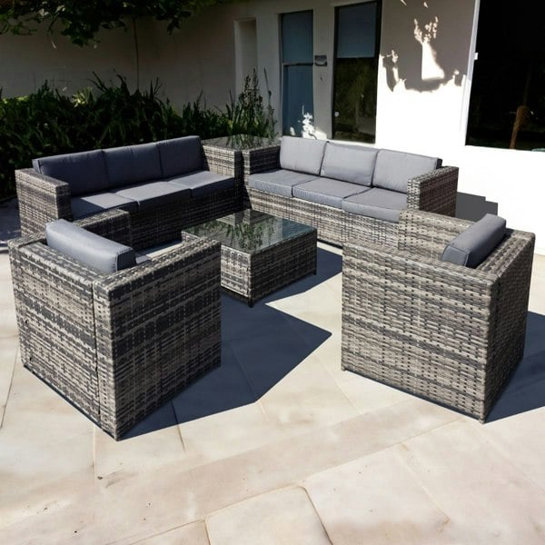 Oseasons Malta Rattan 8 Seat Corner Set in Walnut Grey
