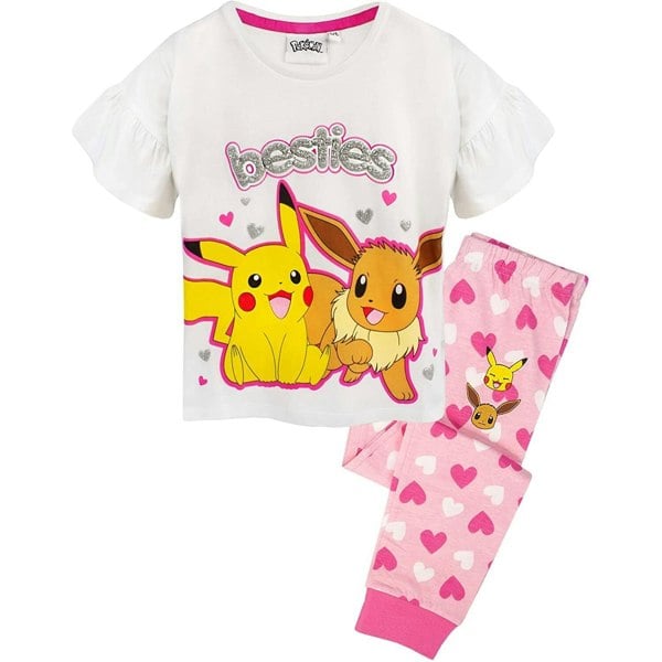 Pokemon Girls Besties Long Pyjama Set - White/Pink/Silver