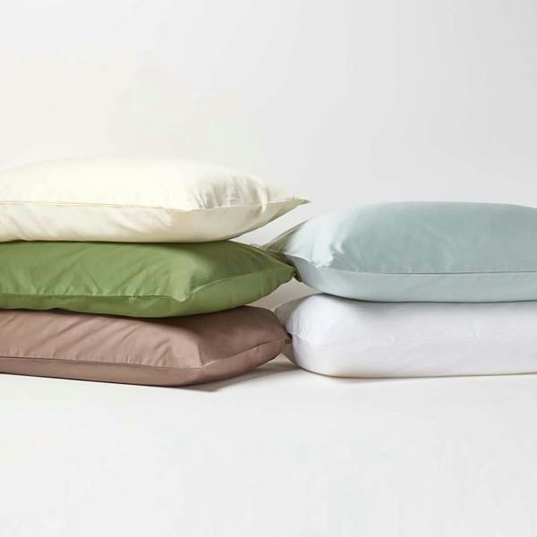 HOMESCAPES Organic 400 TC Egyptian Cotton Sateen Oxford Pillowcase, King Size