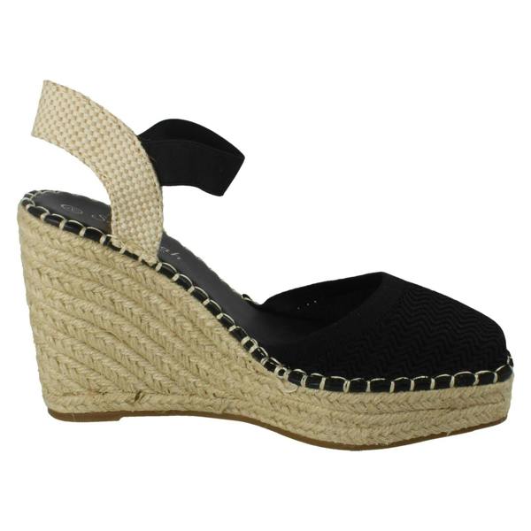 Savannah Ladies Savannah High Wedge Espadrille Slip On Summer Shoes Sandals F2305