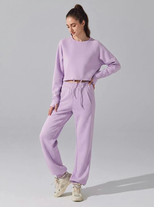 Anniou Women's Cropped Drawstring Sweat Set