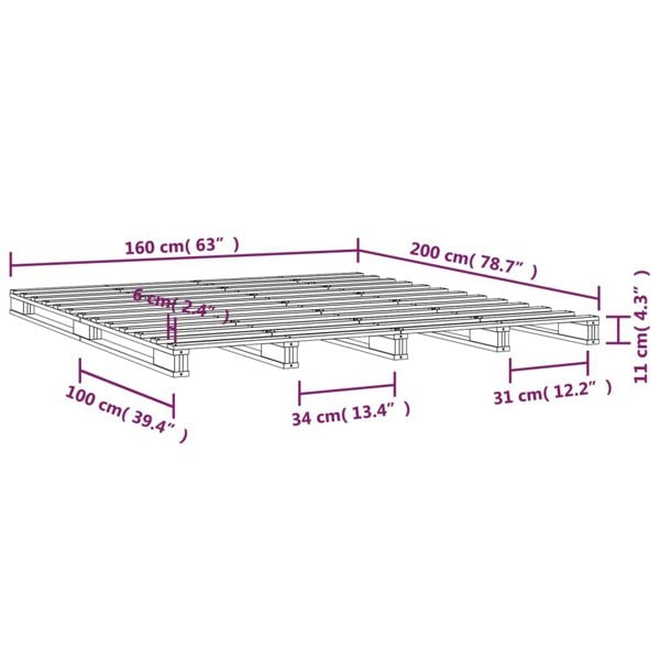 Berkfield Pallet Bed White 160x200 cm Solid Wood Pine