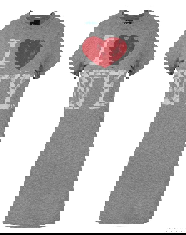 Junk Food Clothing Womens Grey I Love New York Text Print Short Sleeved T-Shirt