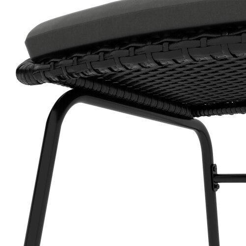 Wyld Haus Lukeno Black Rattan Rope 3 Piece Outdoor Bistro Set Table and 2 Chairs Set