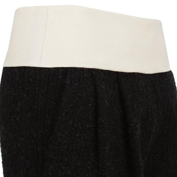 Giambattista Valli luxurious black tweed trousers with a contrasting waistband in ivory cream