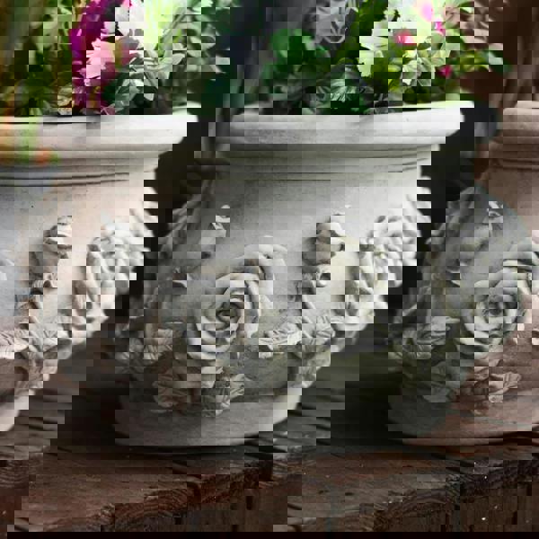 Rose Pot Stone Cast Garden Plant Pot