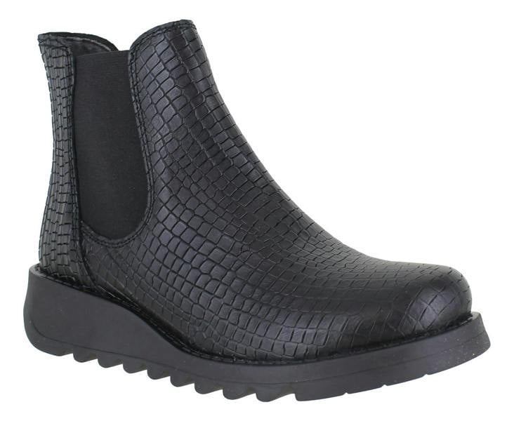 Fly London Salv Womens Wedged Heeled Chelsea Leather Ankle Boots