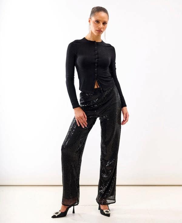 Black Jersey Sequin Trouser