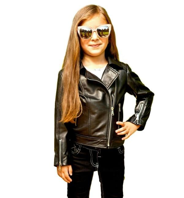 Infinity Leather Kids Jackets Designer's Girls 100% Leather Jacket Zip Up Biker Coats (1-13Years)