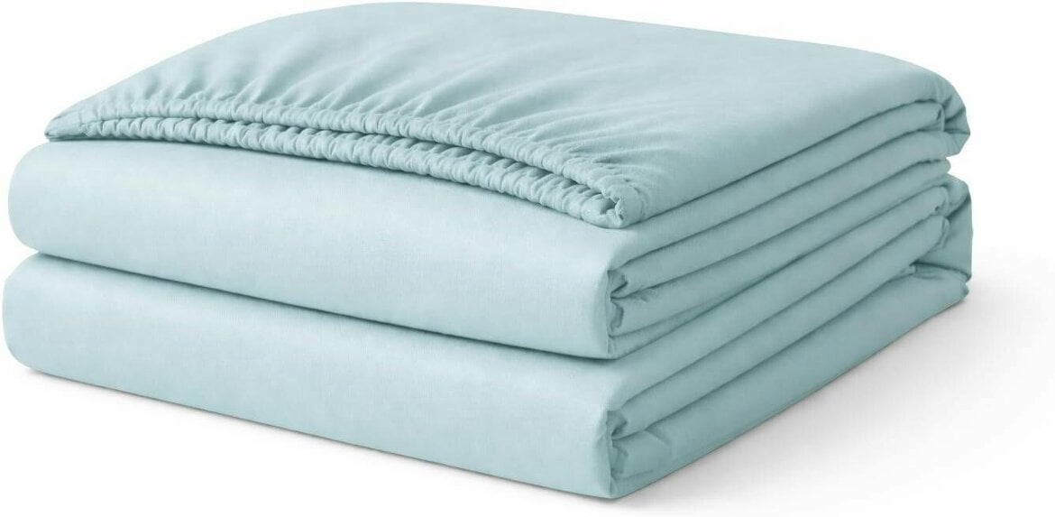 Night Zone Polycotton Fitted Sheet 25cm Deep – Soft Easy Care Elasticated Bedding - Duck Egg