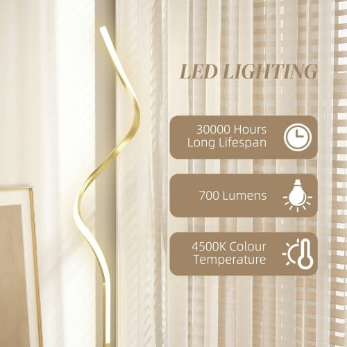 Wyld Haus Fiyosu Metal Gold Tone Dimmable LED Floor Lamp With Adjustable Brightness And Foot Switch