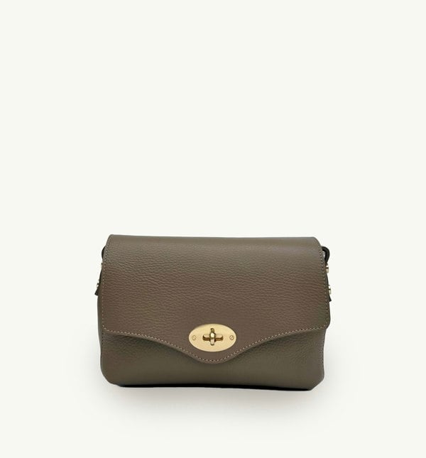 Apatchy London The Maddie Midi Leather Handbag - Mushroom