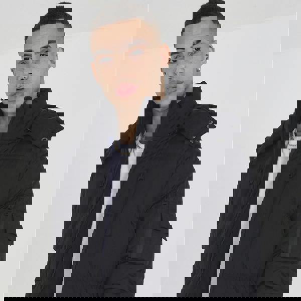 Brave Soul Black Padded Jacket with Detachable Hood - Black Image 3