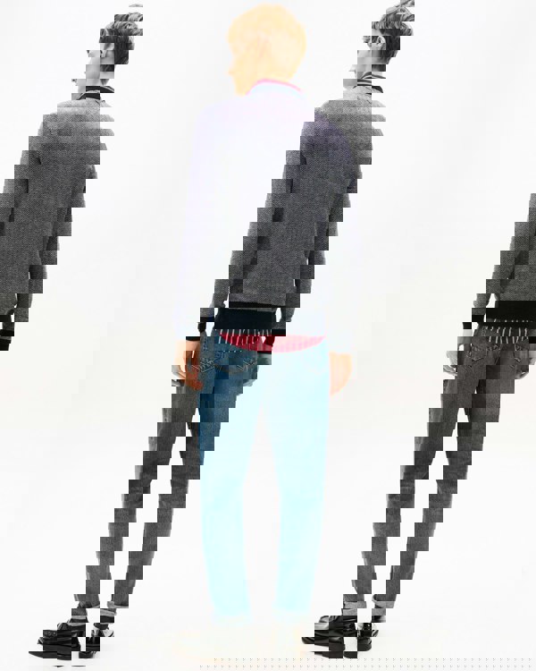 Tommy Hilfiger Pima Cotton Cashmere Herringbone Mens Crew Jumper - Desert Sky/Ivory Petal