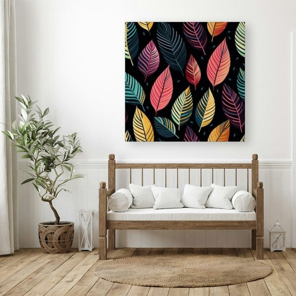 Warren Reed Colourful Leaves Pattern Canvas