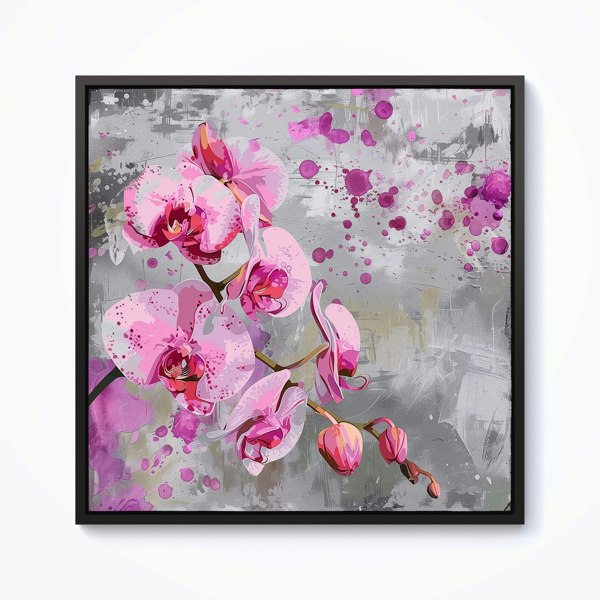 Warren Reed Orchids Splash Art Framed Canvas