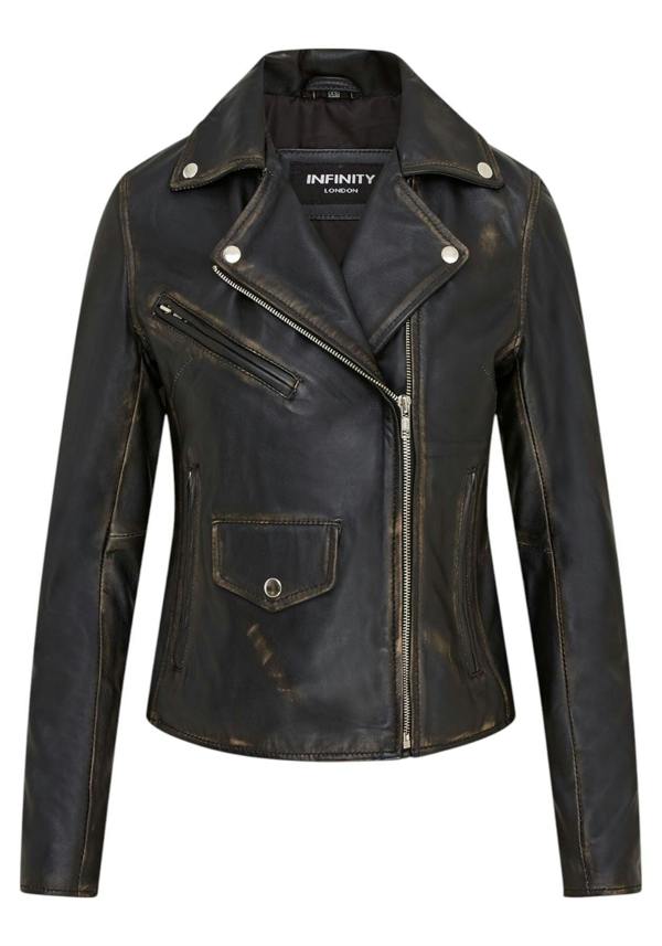 Infinity Leather Women's Classic Brando Biker Leather Jacket - Broome