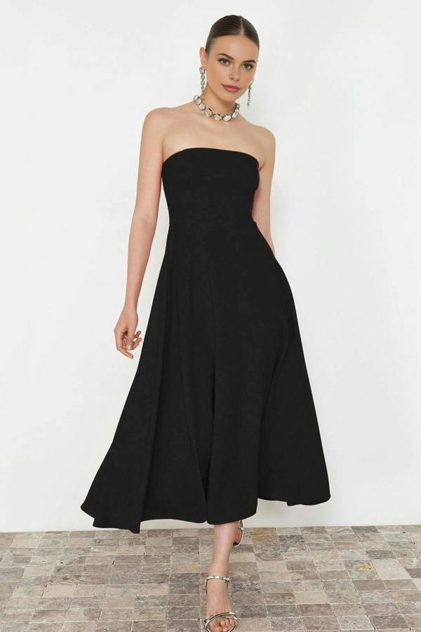 WOVCOR A-Line Strapless Woven Elegant Evening Dress