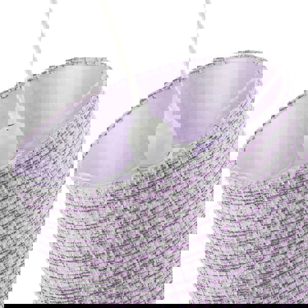 Cross Hatch Design Textured Linen Fabric Lamp Shade in Lilac and White Image 5