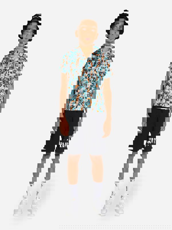 Palm Angels Boys AOP PA Palms Bowling Shirt in Black