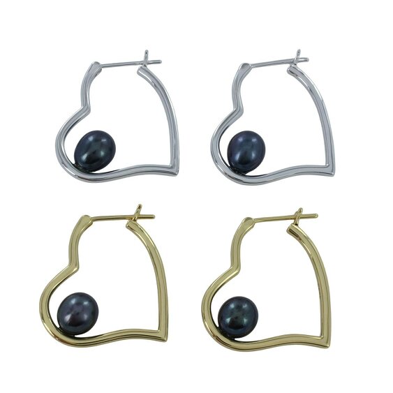 Reeves & Reeves Heart Peacock Pearl Earrings