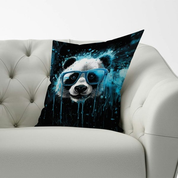 Warren Reed Blue Splashart Panda Face Cushions