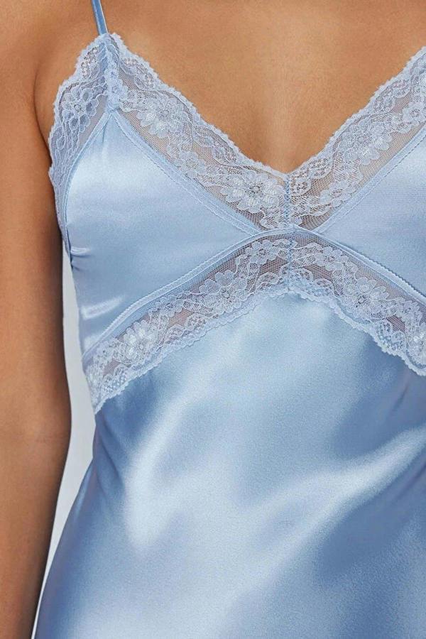 WOVCOR Satin Woven Nightdress with Lace Back Detail