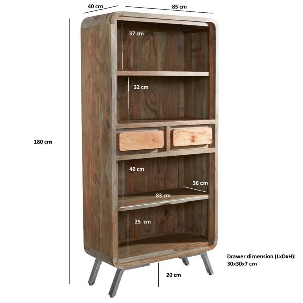 IH Design Aaron Wood & Metal Wide Bookcase