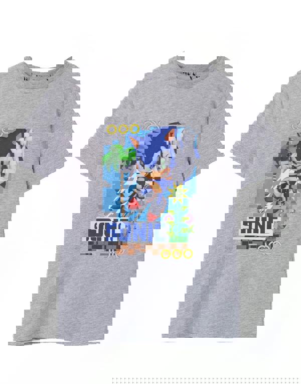 Sonic the Hedgehog Unisex Kids Grey Sonic Short Sleeved T-Shirt
