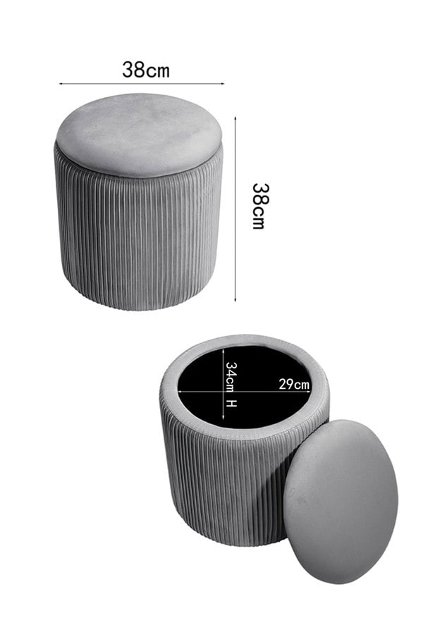 Living and Home Maegan Velvet Round Storage Footstool