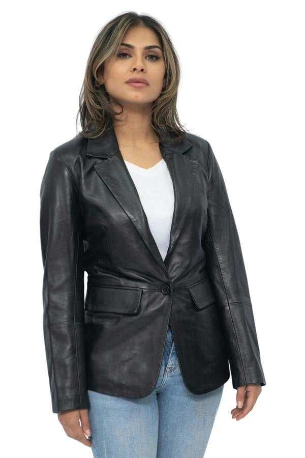 Infinity Leather Womens Soft Leather Blazer Jacket-Apeldoorn