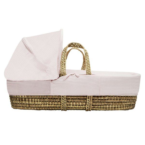 Kinder Valley Pink Waffle Moses Basket Bedding Set