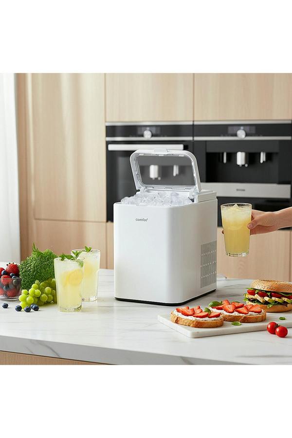 Living and Home Self-Cleaning Ice Maker Machine with 1.3L Water Tank, Ice Scoop & Detachable Basket