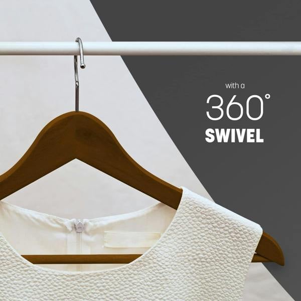 Dyzi 20 Pack Wooden Clothes Hangers With Non Slip Bar
