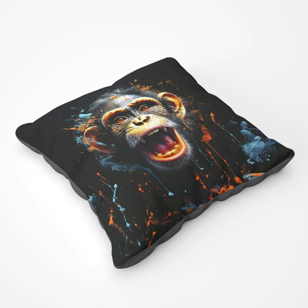 Warren Reed Monkey Face Splashart Floor Cushion