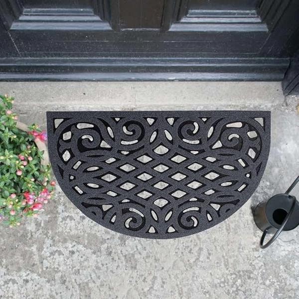 Nicoman Victorian Style Eco Halfmoon Indoor and Outdoor Doormat - Grey