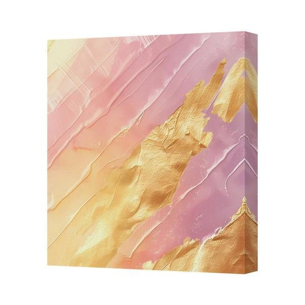 Benjamin Tate Design Contemporary Pink and Gold Canvas Art Print on Deep Wooden Frame Handmade in UK