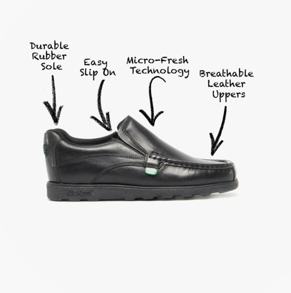 Kickers 114239 FRAGMA SLIP Boys School Shoes Black