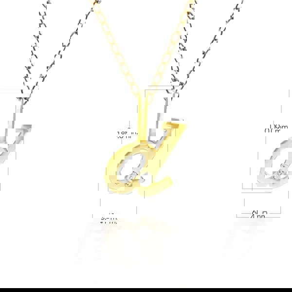 191P0775019 Alphabet Letter D Diamond pendant in 9ct Yellow Gold Dimensions