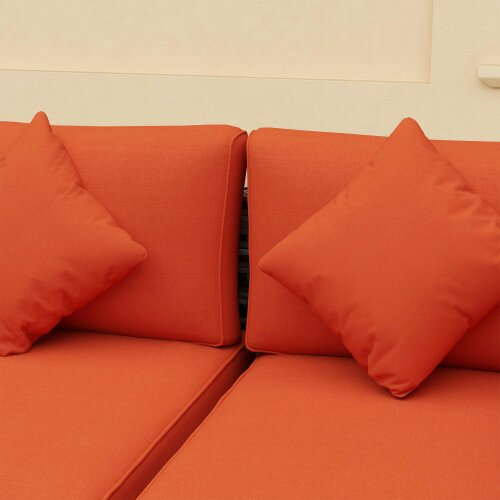 Wyld Haus Yodosu Grey Rattan 5 Seater Outdoor Sofa Set with Orange Cushions