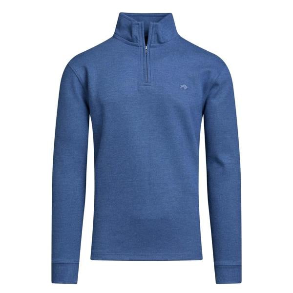Raging Bull Mens Classic French Rib Quarter Zip Jumper - Denim