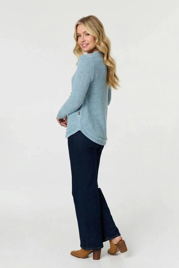 Light Blue | Textured Relaxed Long Sleeve Jumper