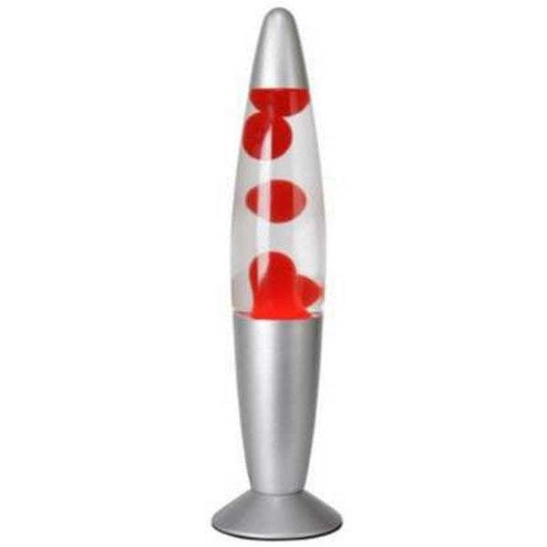 Classic Lava Lamp in Light Metallic Silver with Clear & Red Liquid Lava