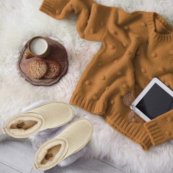 VIVA Women's Faux Fur Lined Boot Slippers - Memory Foam Anti-Slip Sole