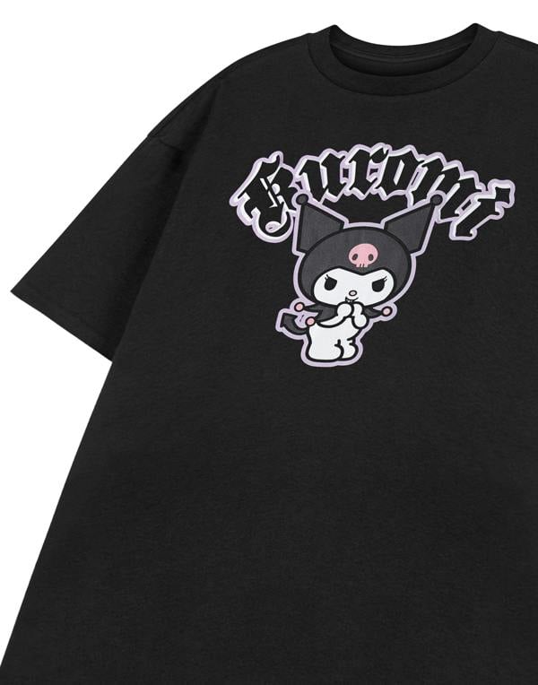 Hello Kitty Womens Black Kuromi Cheeky Short Sleeved T-Shirt