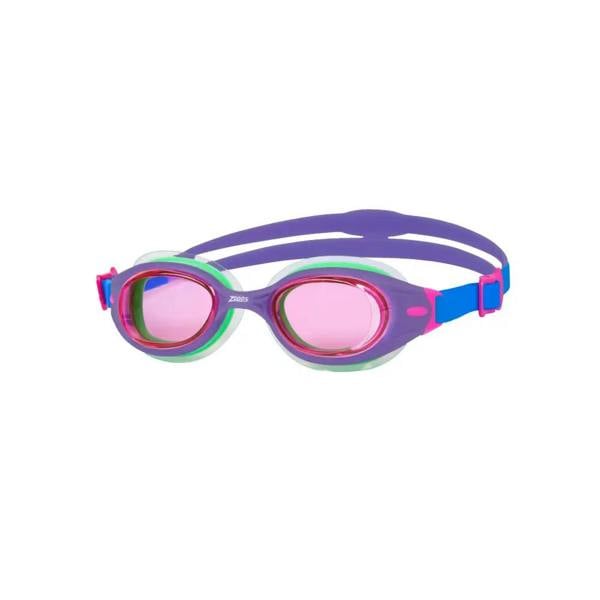 Zoggs Little Sonic Air swim goggles in vibrant purple blue pastel design