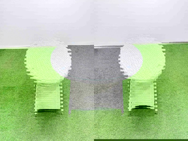 Fimous Wicker PE Rattan Garden Furniture Set Patio Outdoor 4 Chairs Plus Medium Round Table Set Light Grey Mixed