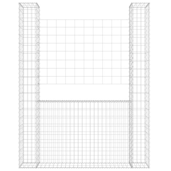 Berkfield U-shape Gabion Basket with 2 Posts Iron 140x20x200 cm