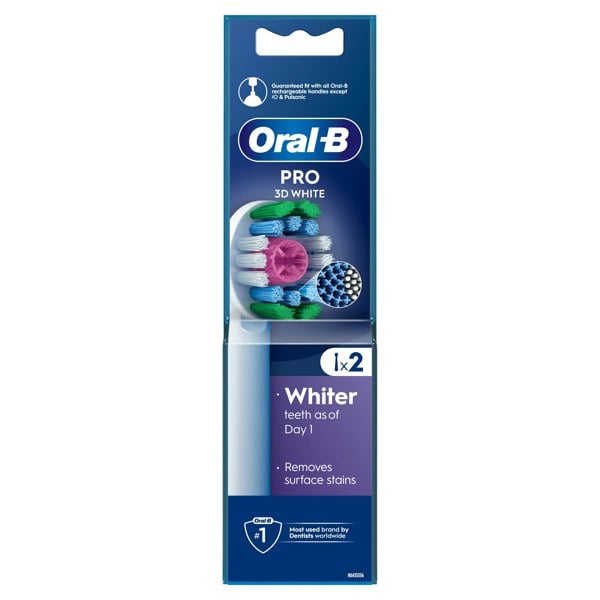 Oral-B Pro 3D White Toothbrush Heads, 2 Counts