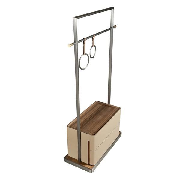Angel Cerdá Mink leatherette, walnut, and stainless steel coat rack 3282